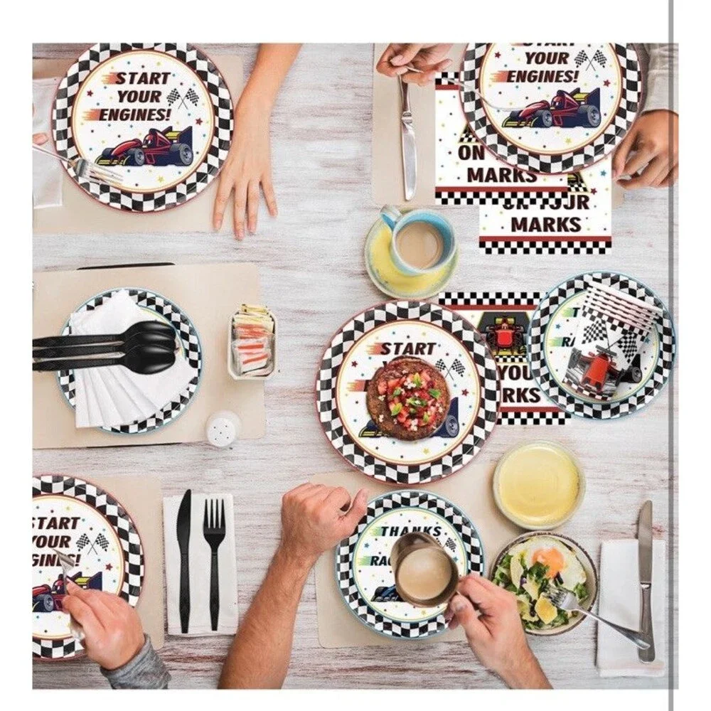 96 Pc Race Car Birthday Party Supplies Serves 24 Guests Plates Napkins Cups